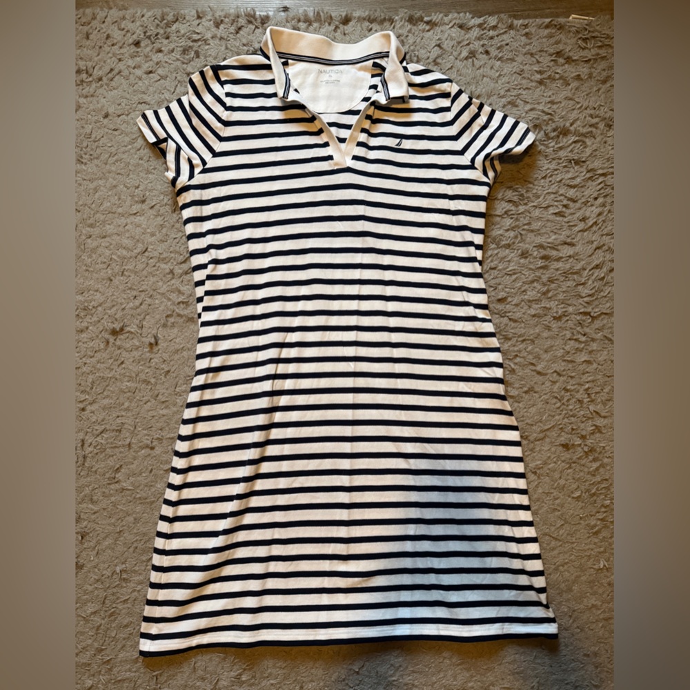 Striped Navy and White Polo Dress (Nautica)